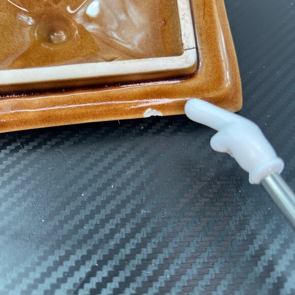 1960s MCM Ceramic Bamboo Style Ashtray Set of 3 with holder Lidded Made in Japan - Picture 6 of 16